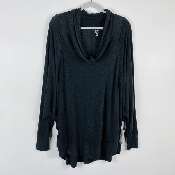 A.N.A A New Approach Plus Size 2X Cowl Neck Dolman Sleeve Pullover Sweater Black - Picture 1 of 5